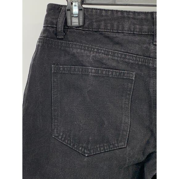 EDIKTED Women's Black Denim Frayed Wide-Leg High-Rise Five-Pocket Jeans SZ S - Picture 6 of 10